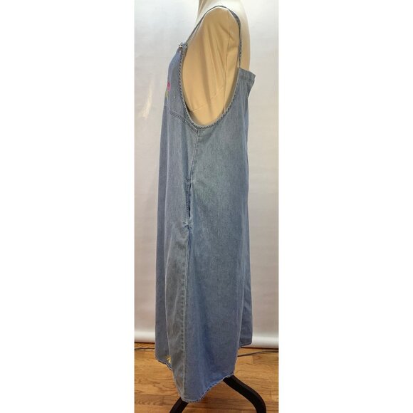 VTG Quacker Factory Dress Size 14 Embroidered Flowers Cottage Core Casual - Picture 4 of 9